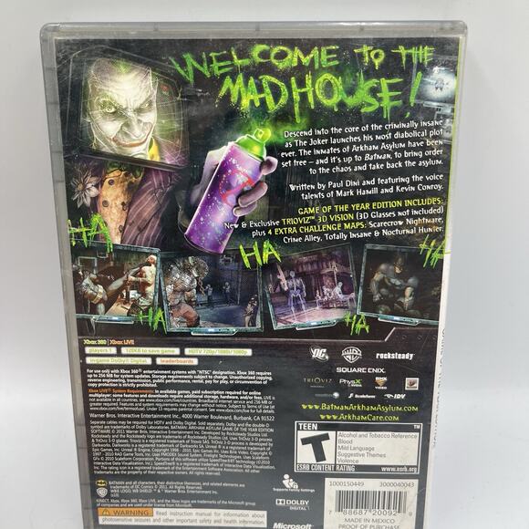 Batman Arkham Asylum Game Of The Year Edition Xbox 360 Complete CIB - Tested - Picture 4 of 8